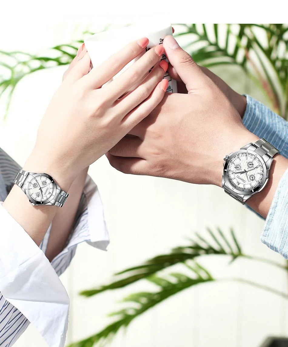 Orologio da uomo con cinturino in acciaio al quarzo impermeabile decorativo a tre occhi da uomo di marca CHENXI_voghion.com