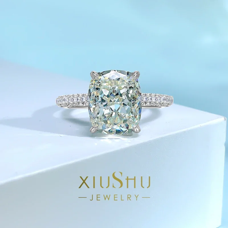 

Светильник роскошный квадратный универсальный набор колец из стерлингового серебра с бриллиантами из высокоуглеродистого бриллианта, подарочное предложение, новый стиль