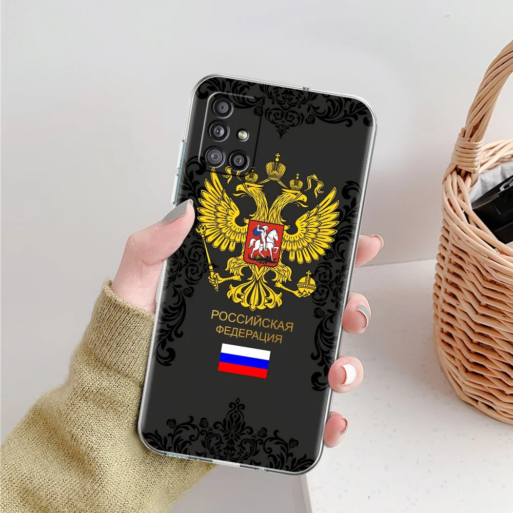 Clear Phone Case with Russian Flag Design
