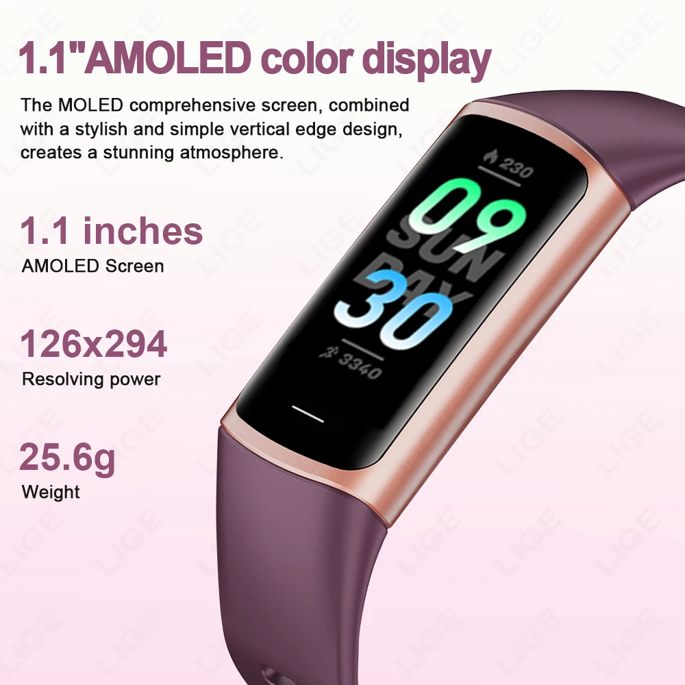 LIGE 1.1 인치 새로운 스포츠 스마트 밴드 피트니스 트래커 남자 여자 방수 연결 트래커 팔찌 Smartwatch For 안드로이드 ios