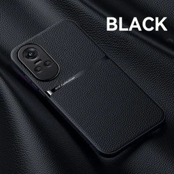 Luxury Solid Color Leather Phone Case - Shockproof Soft Back Cover - OPPO Reno8Pro (Black)