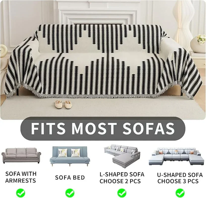 Nordic Style Chenille Sofa Towel Tassels Boho Geometric Patterns Sofa Cover for Living Room Casual Slip Covers Blankets For Beds 5