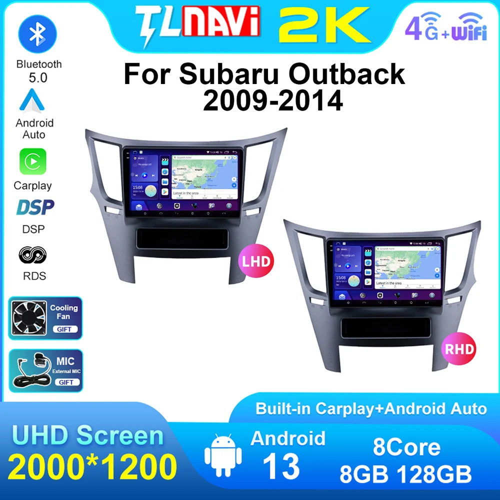 

8 ядер 8G128G Android автомобильный радиоприемник навигация GPS Android авто для Subaru Outback 2009-2014 мультимедийный видео стерео плеер Carplay