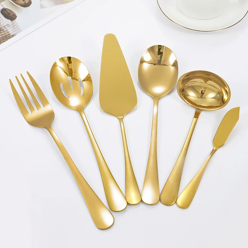 Stainless steel utility spoon fork colander soup spoon cream knife cake spatula tableware set 2pcs/6pcs dinnerware set