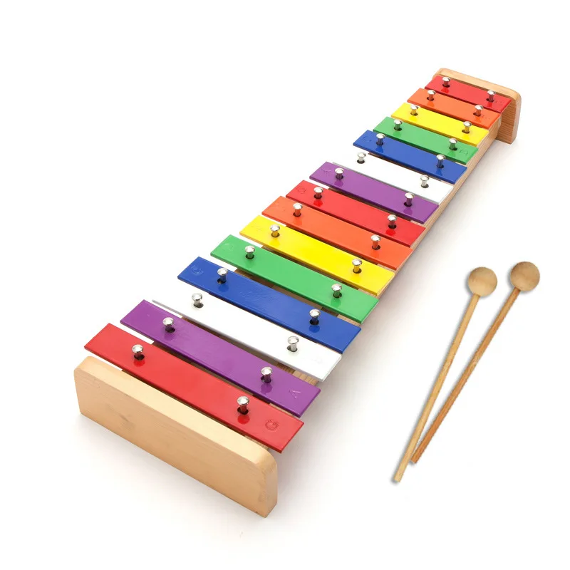 15 Keys Xylophone for Children Orff Musical Keyboard Kalimba Metal Music Instrument Wooden Xylophone For Kids Baby Piano Toy