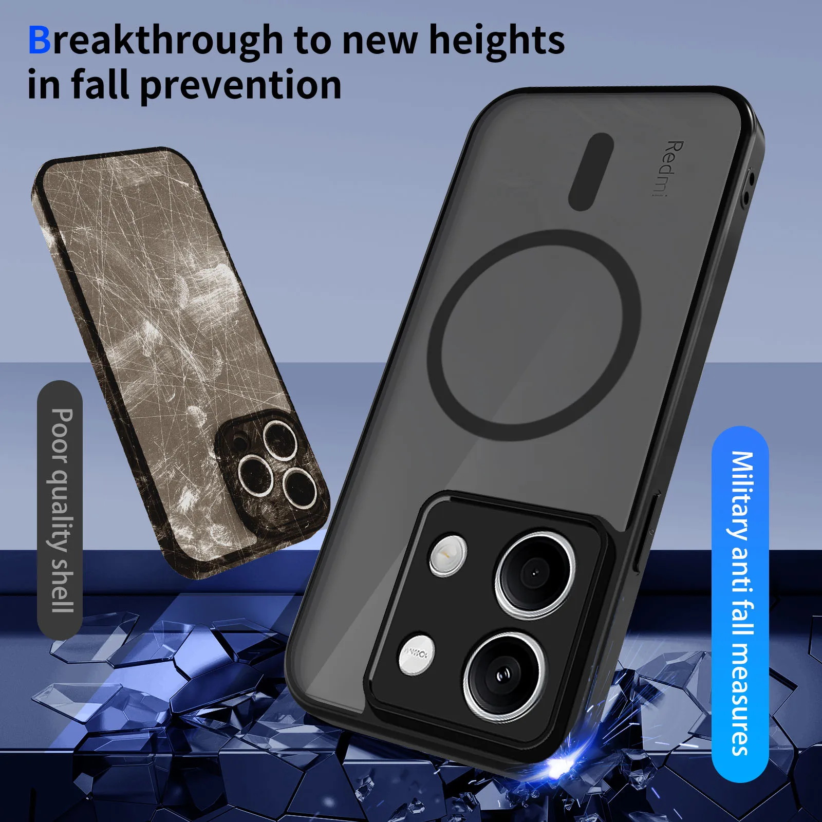 Matte Clear Magnetic Wireless Charging Shockproof Phone Case