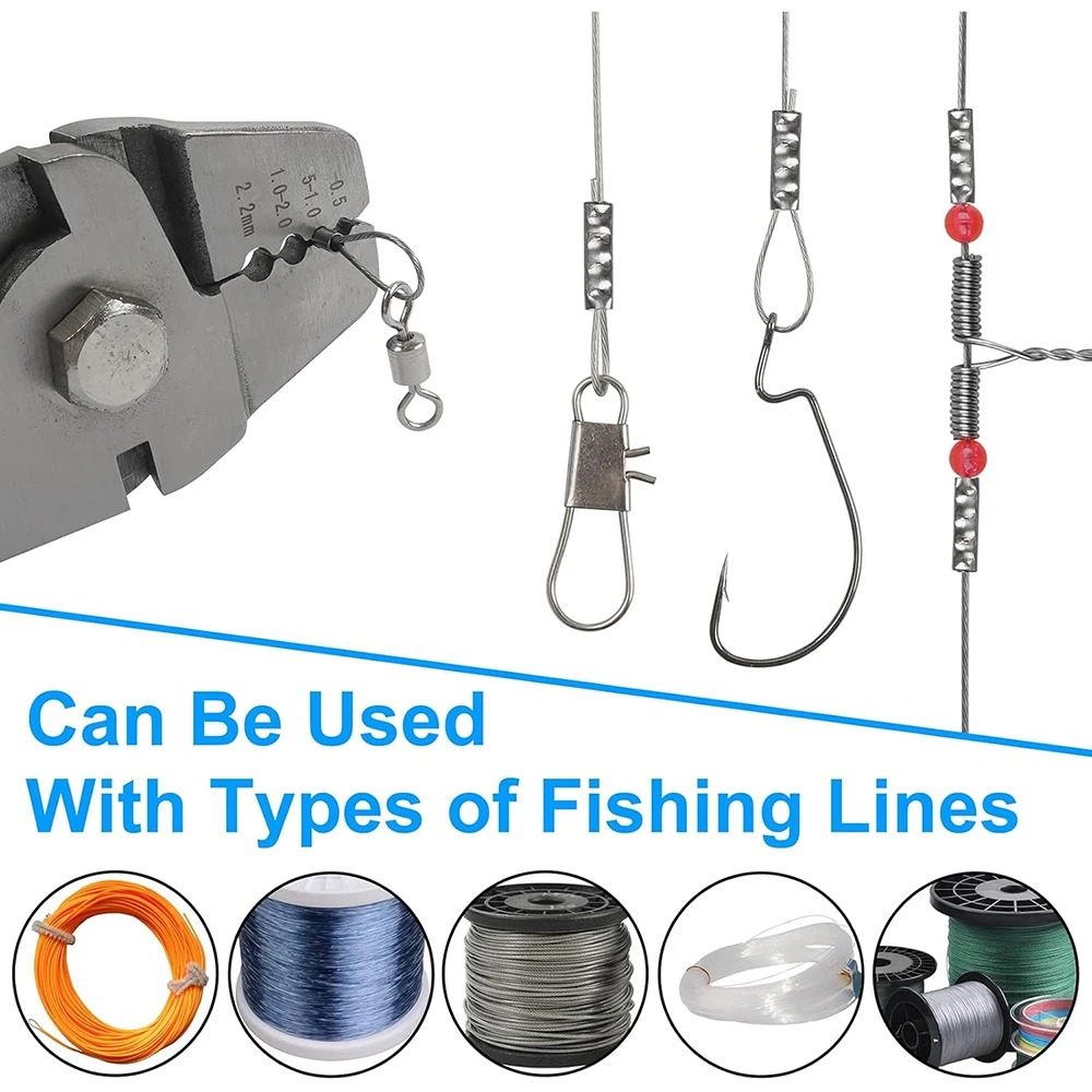 Fishing Single Barrel Crimp Sleeves 100Pcs 1.0-3.2# Wire Rope Crimping Ring Kit Fishing Line Pipe Joint Gear Accessories