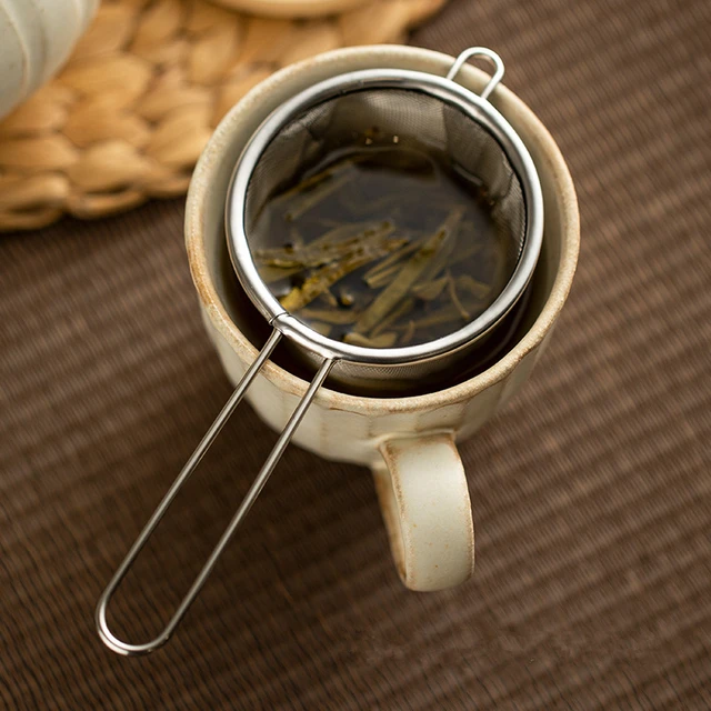 Tea -Infúziós Fogantyúval Finom Háló Újrafelhasználható Tealevél -Szűrő Kávé Liszt Szűrő Kézi Szite Teáskanna Konyhai Kiegészítőkhöz - Image 3