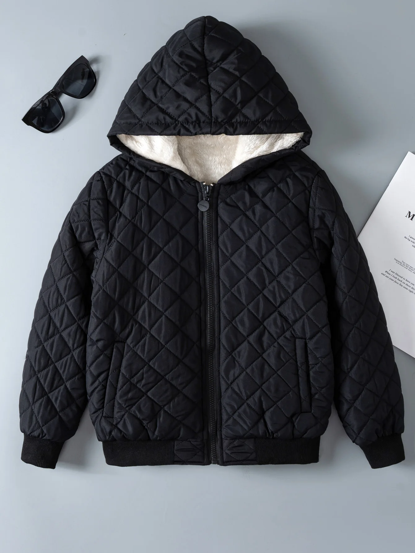 Youngsters' Cozy Fleece-Lined Hooded Jacket Warm Thermal Winter Coat with Pockets for Boys & Girls coat Machine Washable