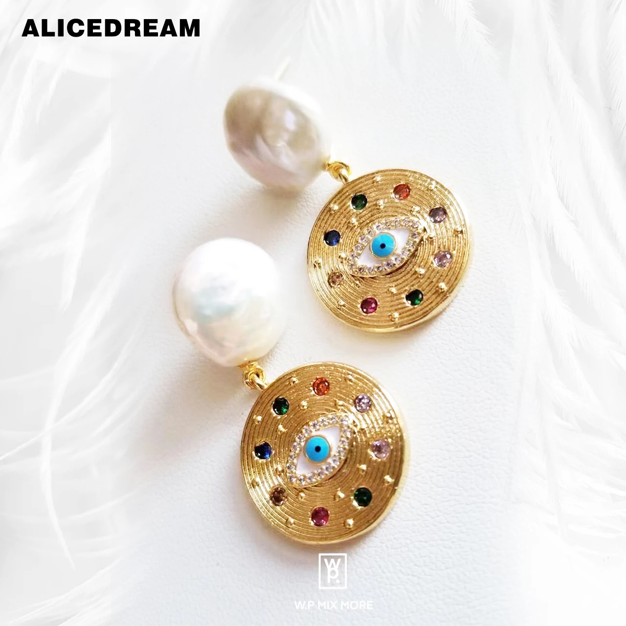 

Fashion Classic Brand New Style Inlaid Colored Zircon Baroque Pearl Pendant Earrings Women's Jewelry Party Gifts