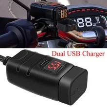 

12V Motorcycle Quick Charger Dual USB QC3.0 USB Power Supply Adapter with LED Voltmeter on Off Switch Universal Charger for Moto