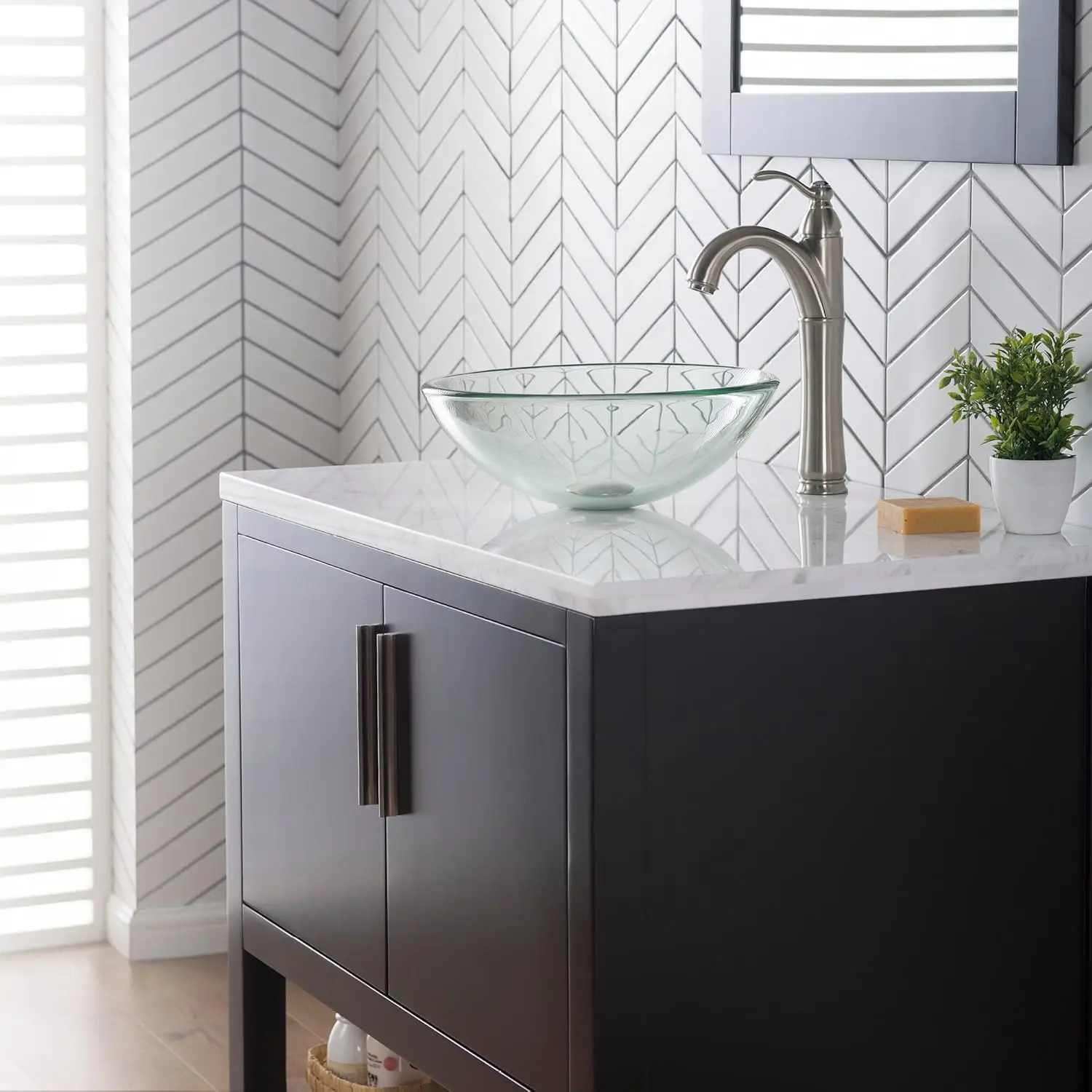 KRAUS Round Crystal Clear Glass Vessel Bathroom Sink, 16 1/2 inch GV-100 5
