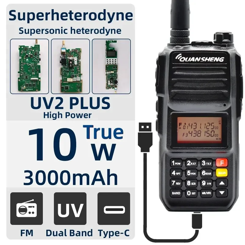 

Quansheng TG UV2 Plus Walkie Talkie 10W Superheterodyne Portable Fm Two Way Radio Commutator Station Long Range Ham Wireless Set