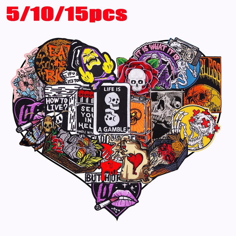 5/10/15pcs High Quality Random Punk Patch Embroidered Patches Horror ...