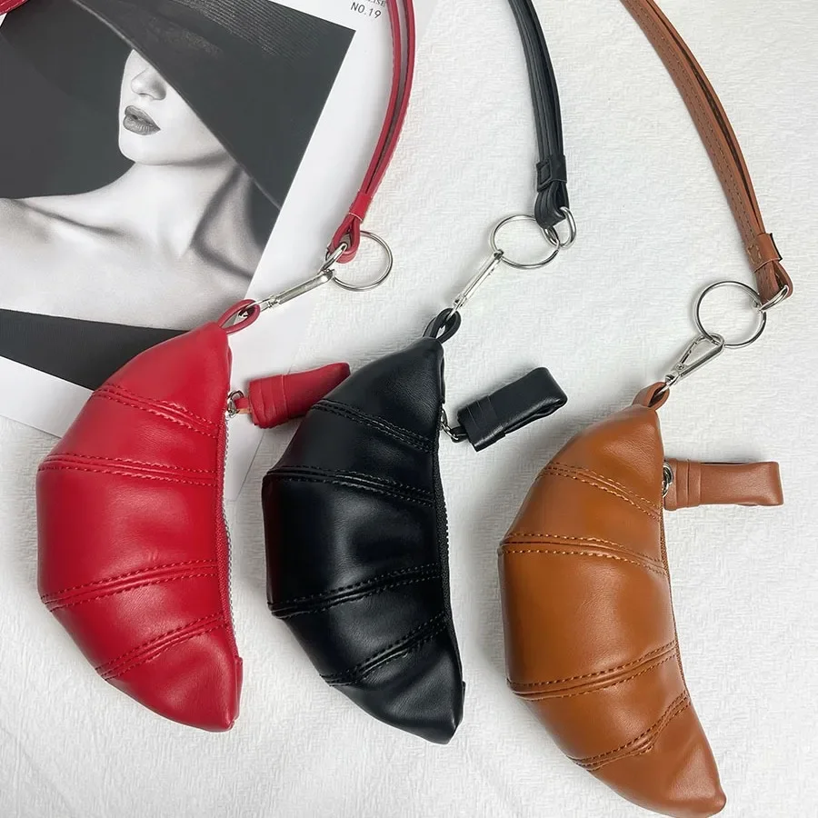 Women Mini Croissant Bag Small Dumpling Bag Coin Purse Clutch PU Leather Luxury Design Lipstick Wallet Hanging Key Purses