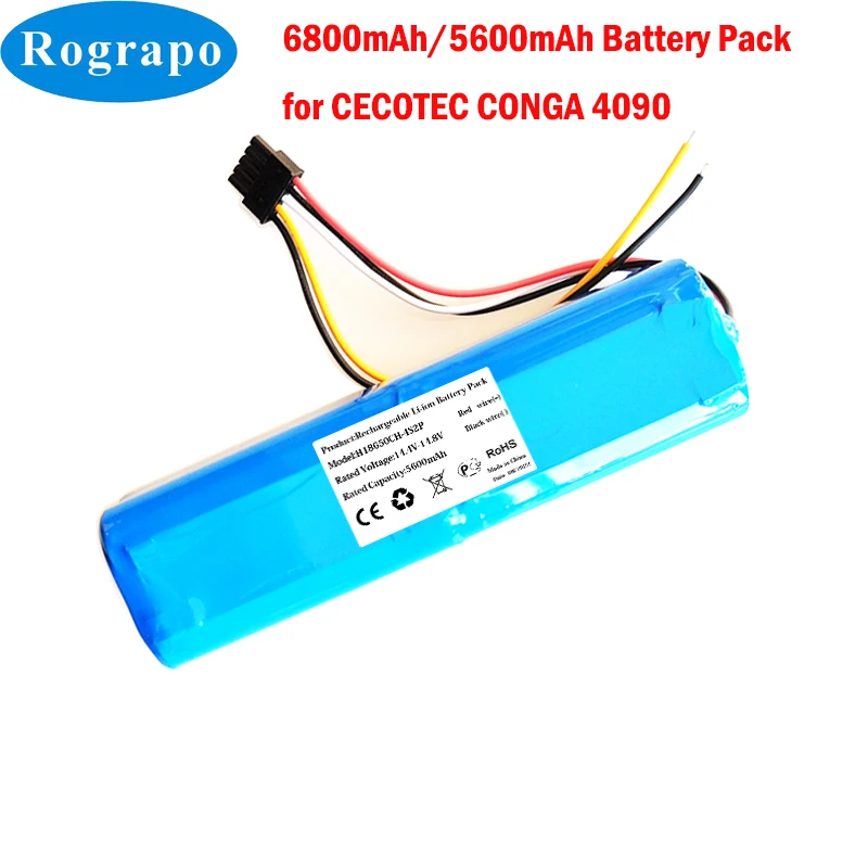 Nueva batería de Li-ion 5600mAh/6800mAh para CECOTEC CONGA 4090 4690 Robot  aspirador 14.4V 14.8V 18650