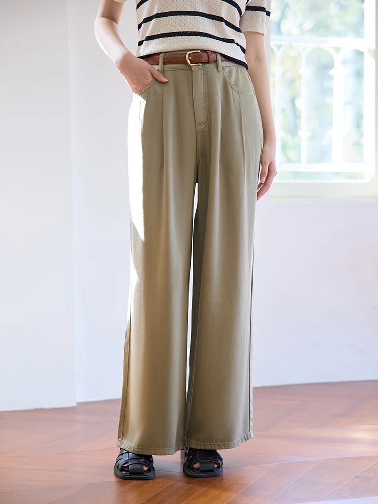 

DUSHU Plus Size Summer Drape Straight Floor Length Pants For Slightly Fat Girl 2024 Summer High Waisted Casual Pants 24DS82021