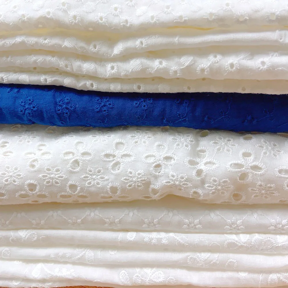 Tissu brodé en dentelle 100% coton, 5 Yards, Soluble dans l'eau, fleur creuse, couture pour robe de fille, vêtement, rideau, écharpe, matériel pour bricolage