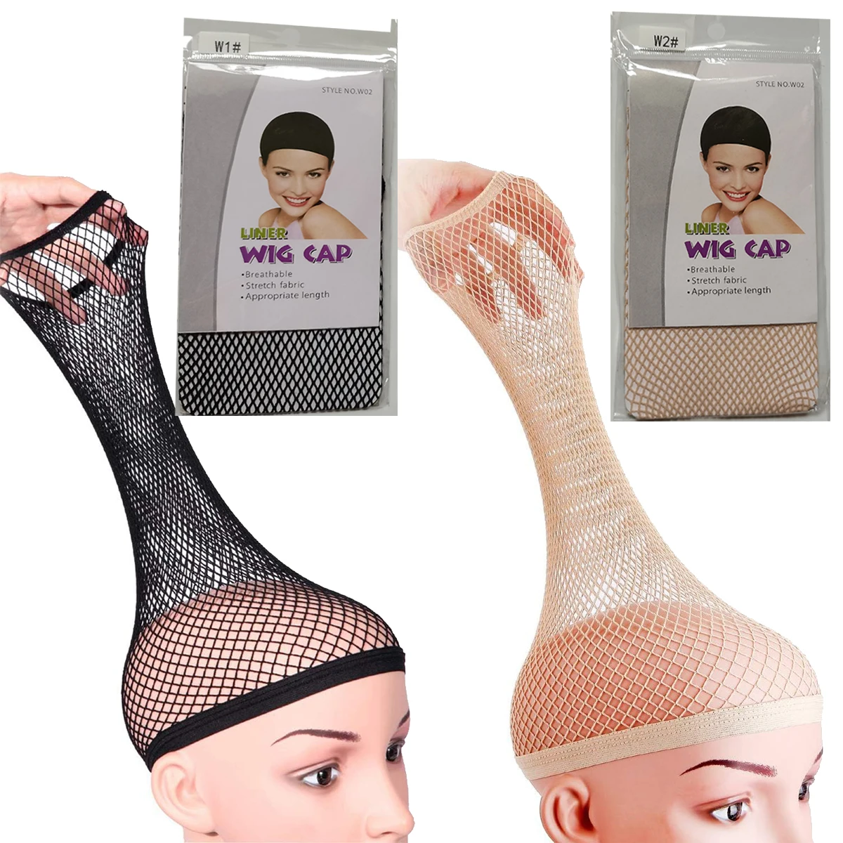 2PCS Mesh Wig Cap Mesh Net Wig Caps Liner Weaving Caps for Wigs Elastic Hair Net Close/Open End Fishnet Average Size