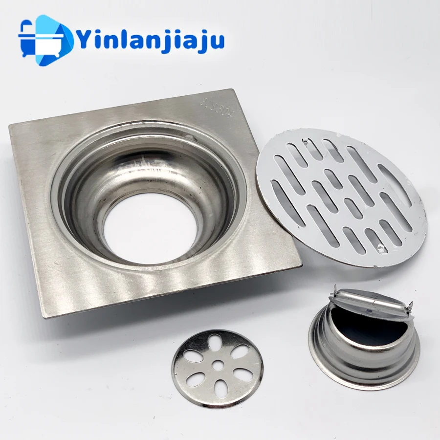 SUS304 Stainless Steel Floor Drain For Kitchen Bathroom Universal Square Durable Floor Waste Grates Bathroom Shower Drain brass floor drains antique brass shower floor drain bathroom deodorant chinese square floor drain strainer cover grate waste