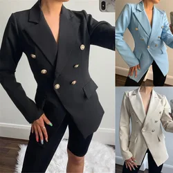 Terno casaco feminino outono 2021 nova manga longa moda feminina jaqueta senhora do escritório botão decoração blazer casacos casuais outwear