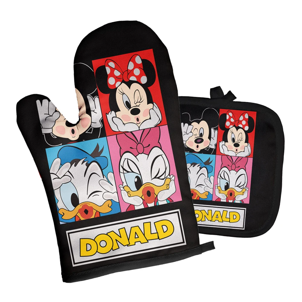 Silicone Oven Mitts MINISO Disney Microwave Baking Glove Mickey Mouse Heat Resistant Potholders Insulation Kitchen Cooking Tools