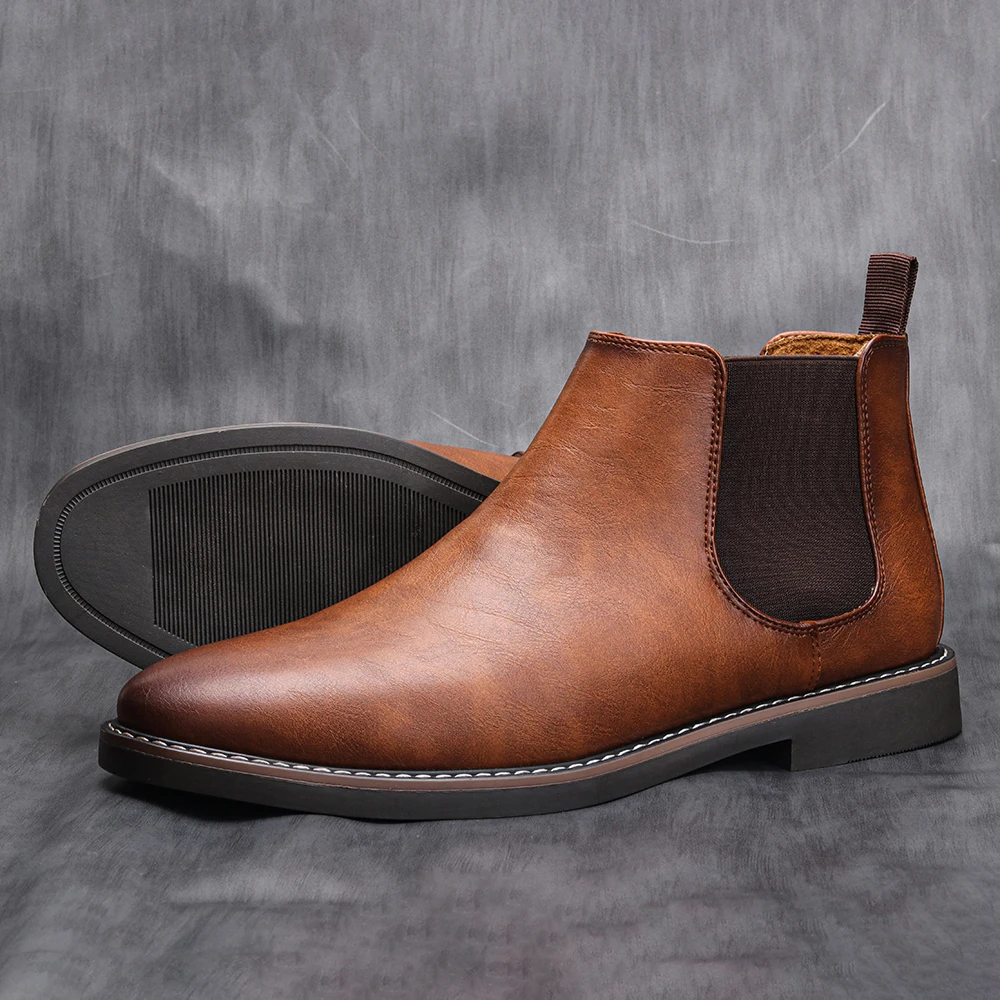 40~46 Chelsea Boots Men Brand Retro Comfortable Fashion Men Boots chelsea boots men leather boots
