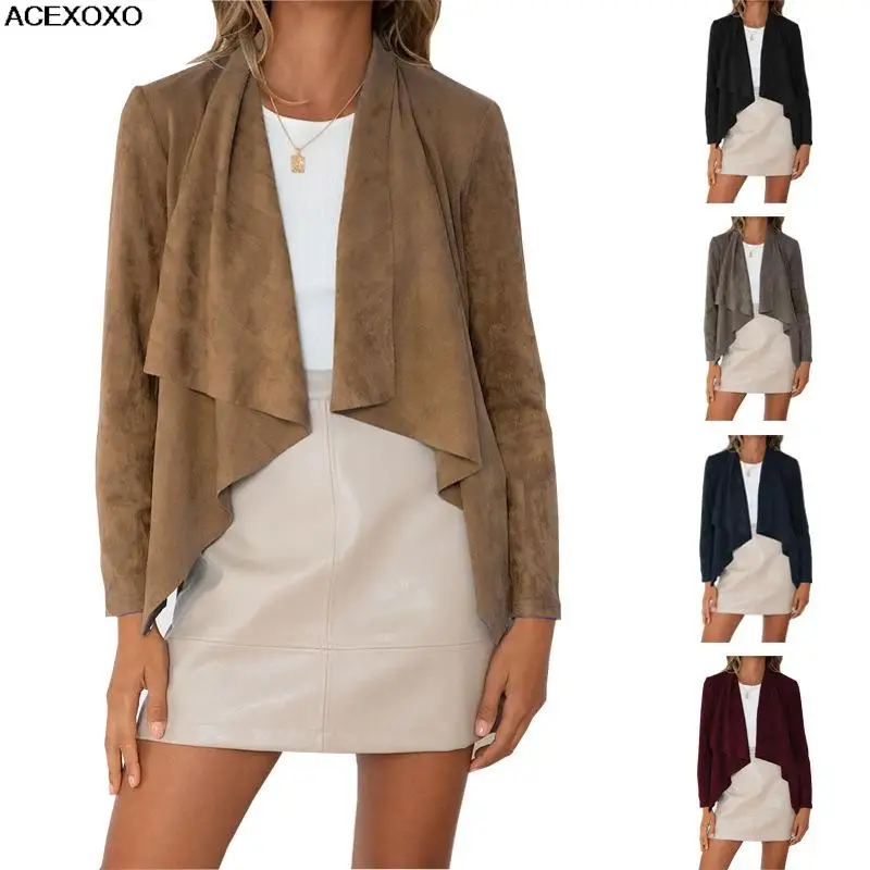 

Women's temperament of new fund of 2023 autumn winters is pure color suede velvet leisure small coat lapels