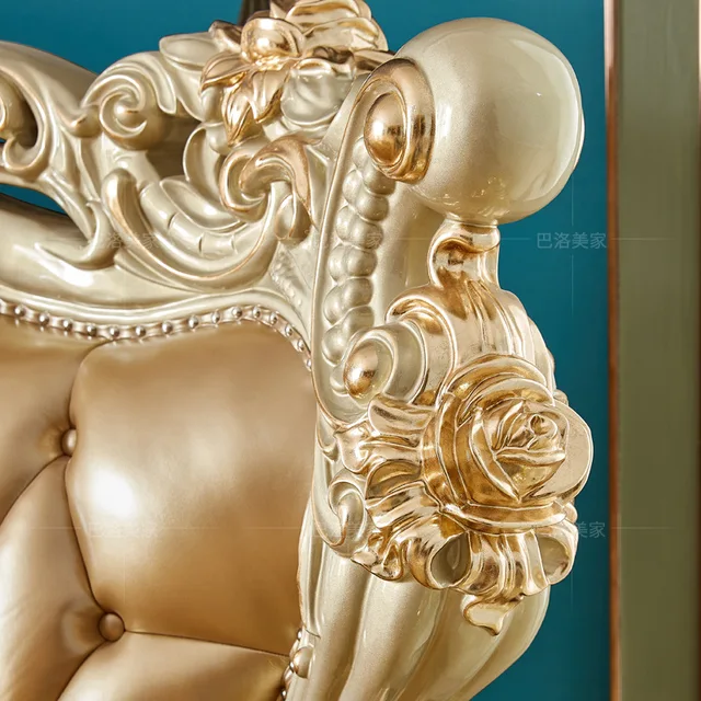 European luxury solid wood leather double bed 1.8 meters palace luxury 2 meters master bedroom wedding villa high-end queen bed 4