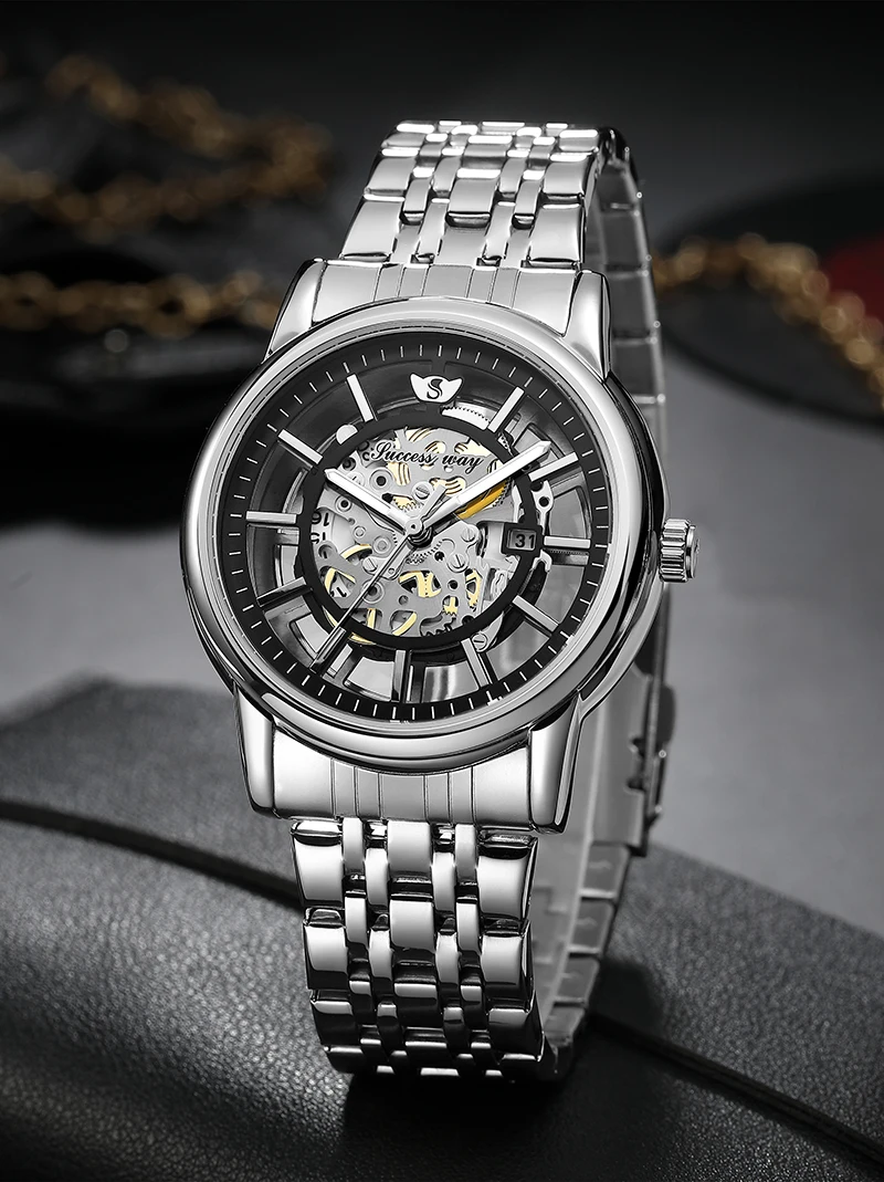 Luxury Skeleton Hollow Men Watches Steampunk Gold Quartz Watch not Mechanical Watch Stainless Steel Male Wristwatch Male Clock