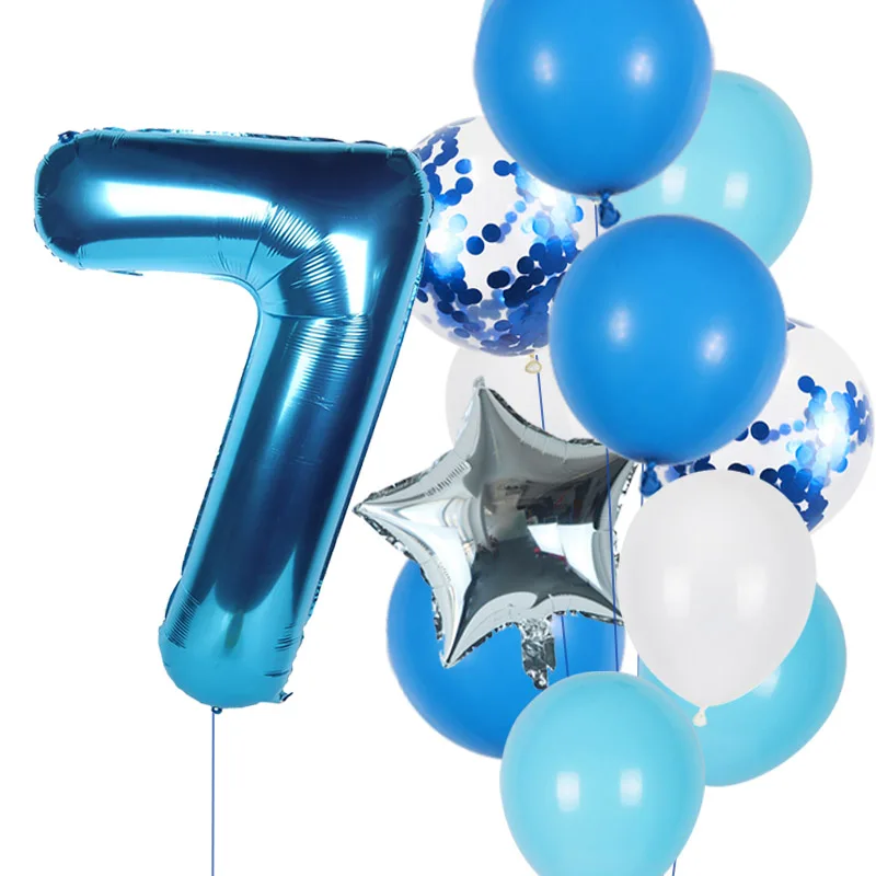 12 Stück 40 Zoll Zahlenballons mit Blauen und Weißen Latexballons Geburtstagsballons für Jungen 1 2 3 4 5 6 7 Jahre Alt Geburtstagsdekoration – Detail 9