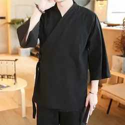 Traditional Chinese Culture Men's Hanfu Jacket Seven-piece Sleeve Side Opening Zen Inspired Rustic Country Gentleman Blazer