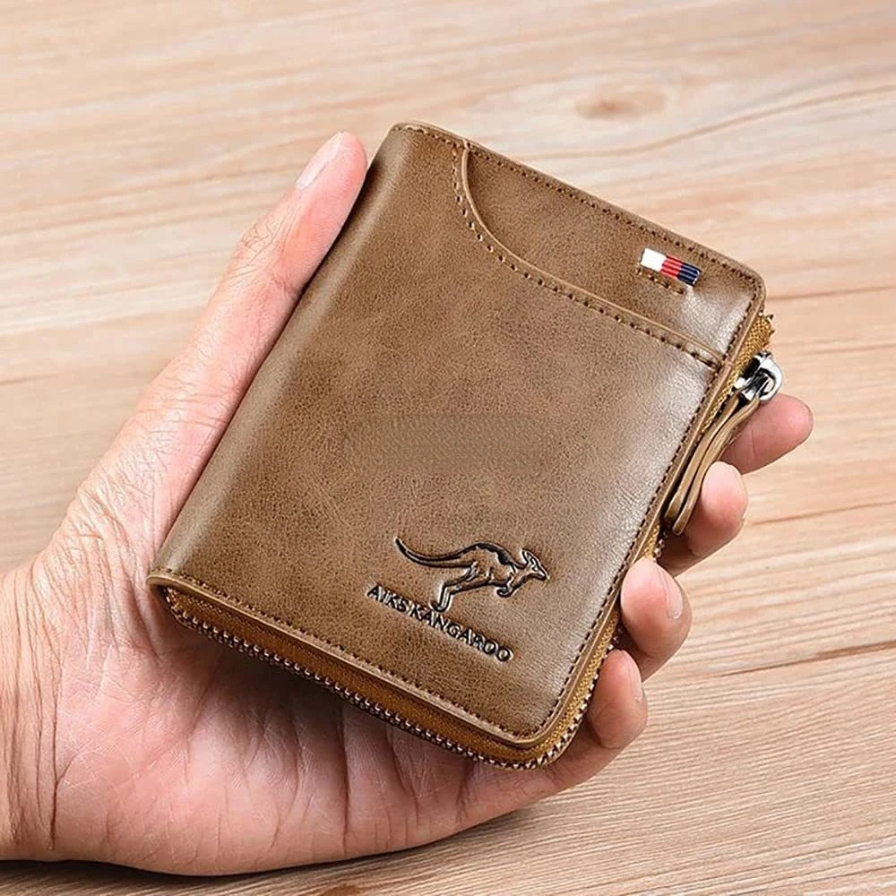 Kanguru cüzdanı erkek RFID engelleme PU deri cüzdan fermuar ile çok iş  kredi kart tutucu çanta yüksek kalite|Cüzdanlar| - AliExpress