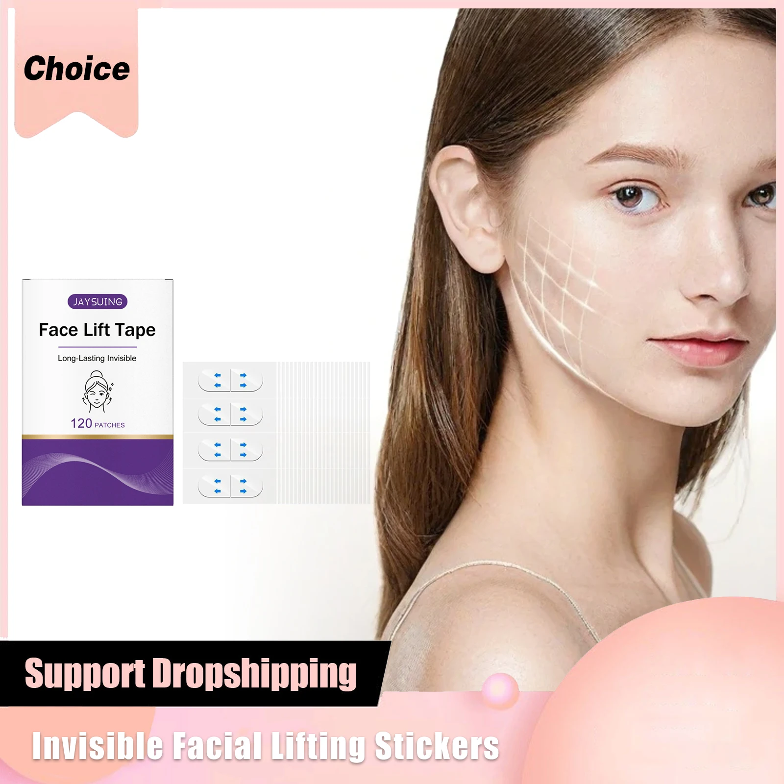 Face Lift Tapes Invisible Facial Lifting Stickers V-Shaped Sagging Skin Double Chin Firming Waterproof Wrinkles Tightening Patch