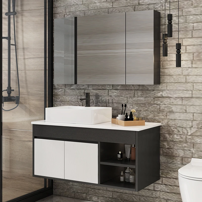 *Slate marble seamless ceramic integrated basin bathroom cabinet combination washstand