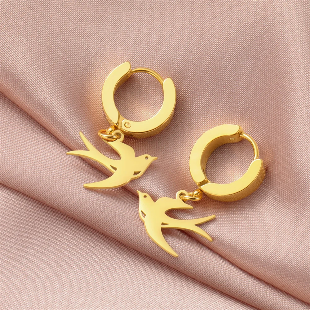 Edelstahl Ohrringe schlucken Anhänger baumeln Creolen Ohrringe 2024 Trend Charm Ohrringe für Frauen Schmuck Party besten Geschenke – Detail 10