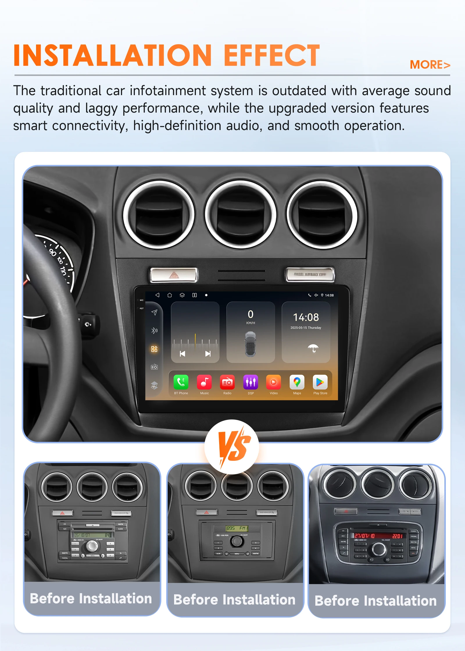 OSSURET Auto-Intelligente Systeme für Ford Transit/Tourneo Connect 2005–2014 Android 14 Carplay 2din 10,1'' DSP von Snapdragon 6115 – Detail 4