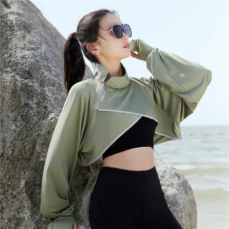 Arm Sleeves Women Short Uv Protection Cloak with Finger Hole for Golf Travel Hiking Riding Driving Outdoor Sports