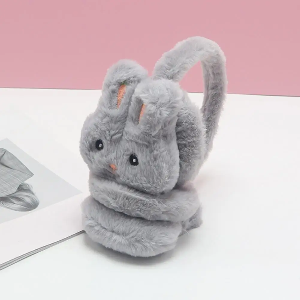 Kawaii Rabbit Earmuffs Autumn Winter Girl Earmuffs Cute Carrot Embroidery Bunny Earflap Plush Foldable Ear Warmers