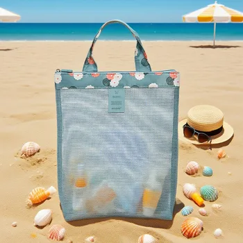 1pc-Beach Bag Swimsuit Mesh Storage Bag Shoes Miscellaneous Storage Bag Toiletries Bag Sports Handbag Clothing Storage Device