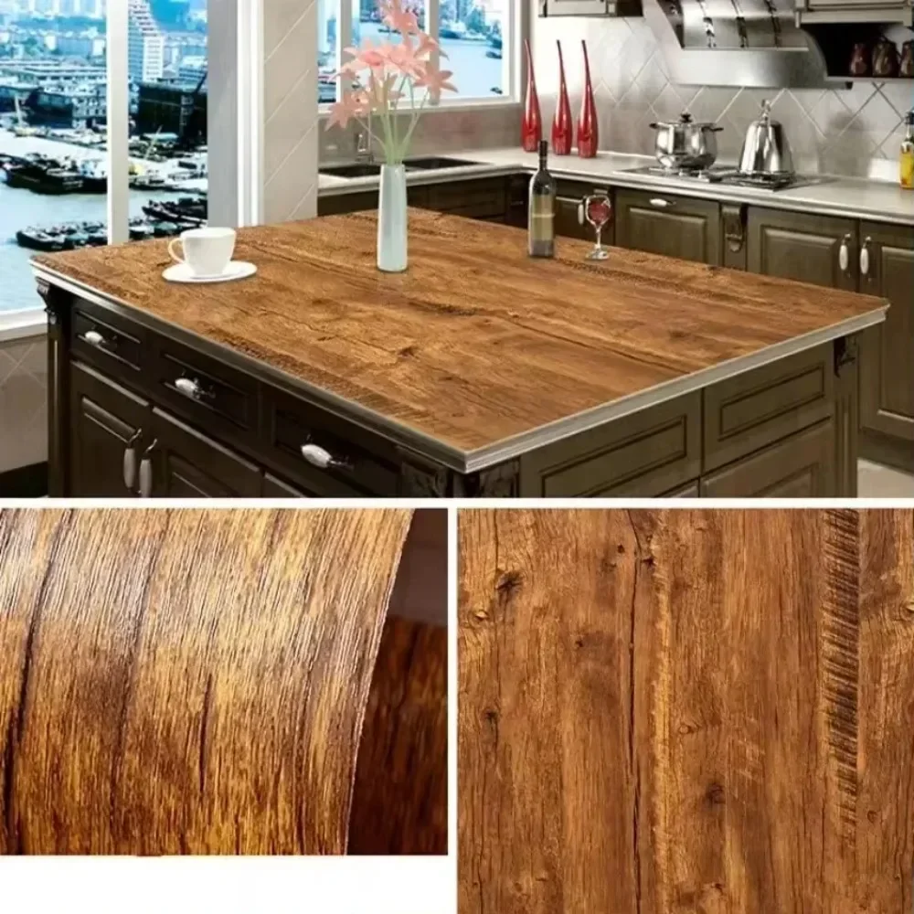 Thickened Wood Grain Waterproof Sticker Cabinets Desktop Door Furniture Refurbished Decorative Film Self-adhesive Wallpaper sticker decoration 3d sticker paper