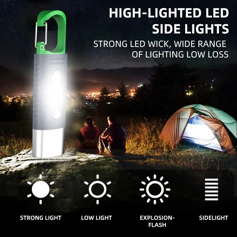 미니 편리한 고전력 LED 손전등 캠핑 손전등, 3LED 및 측면 조명 TelescopicZoom 방수 조명, 전등갓