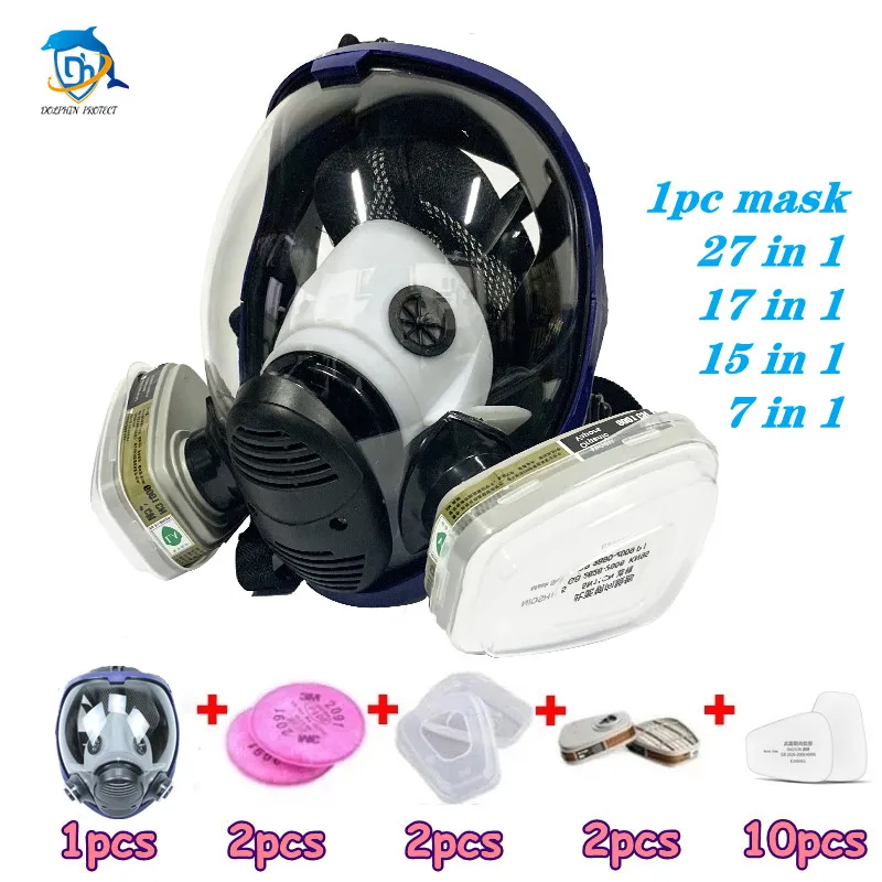 

Chemical Gas Mask 6800 Dust Respirator Anti-Fog Full Face Mask Filter For Industrial Acid Gas, Welding Spray Paint Insecticide