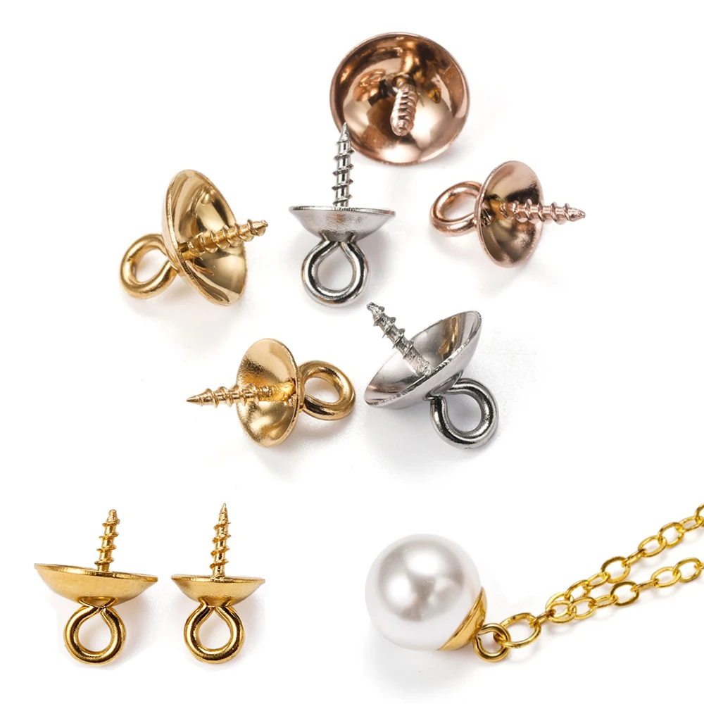 30pcsGoldColorStainlessSteelScrewEyePinsBailTopDrilledBeads