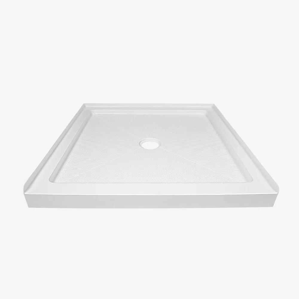 Single Threshold Shower Base, Center Drain Location, Square Acrylic Shower Pan, Non-slip Design, 35"L X 35"W Base