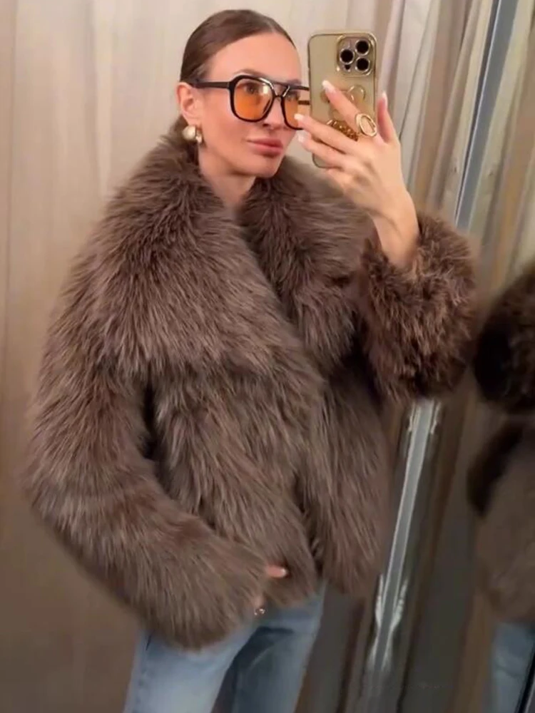 Chic Casual Thick Fur Jackets For Women Long Sleeve Autumn Winter Faux Fur Coats Fashion 2025 Streetwear New Outerwears