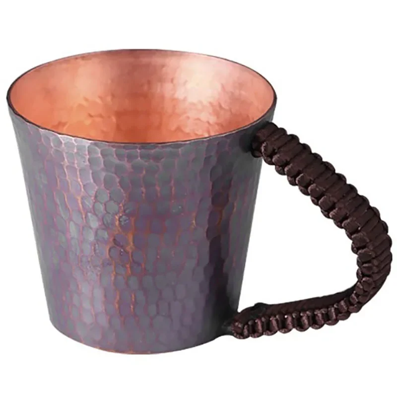 

Japanese Tea Cup Vintage Pure Copper Tea Mugs Metal Coffee Cups with Handle Handmade Kung Fu Teacup Teaware Household Products