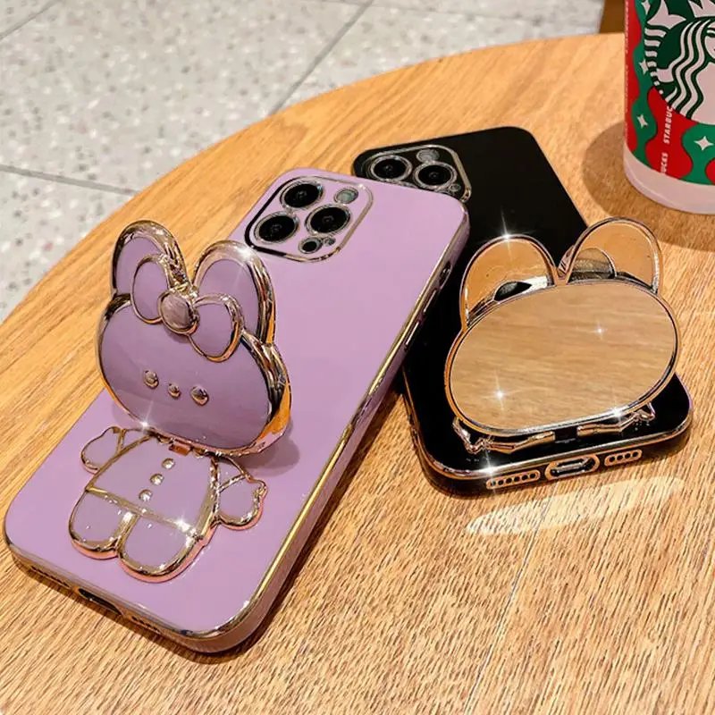 Mirror Plating Foldable Silicone Stand Case with Holder