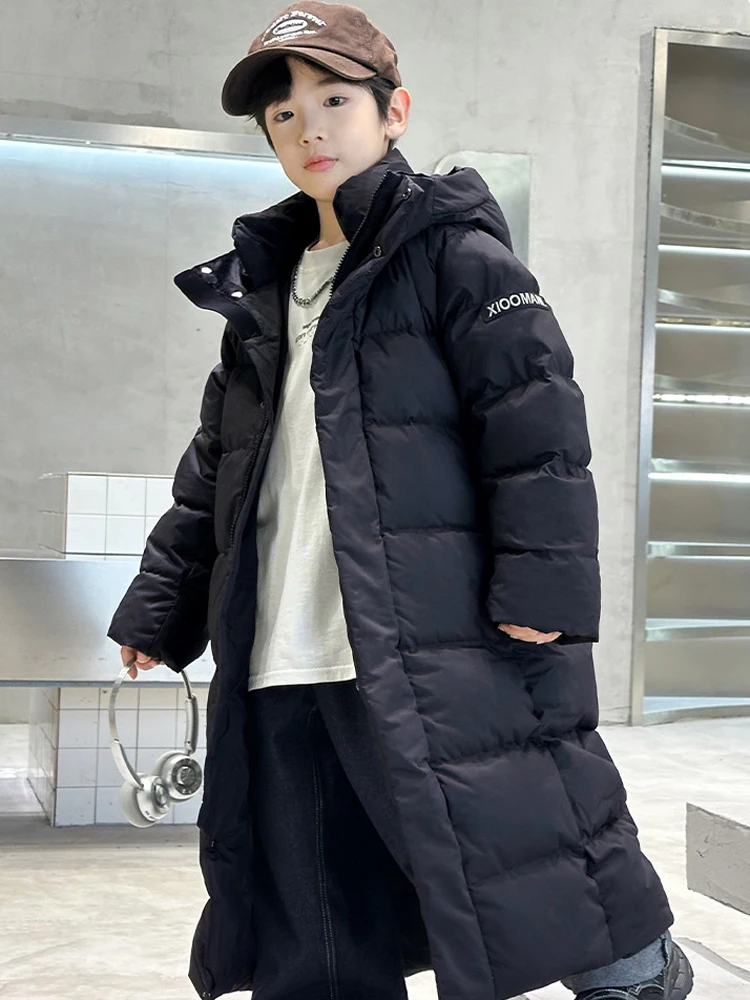 2025년 신상 아동용 다운 코튼 재킷 여아 코트 롱 오버 니 틴 코트 남아용 두꺼운 겨울옷 RM406