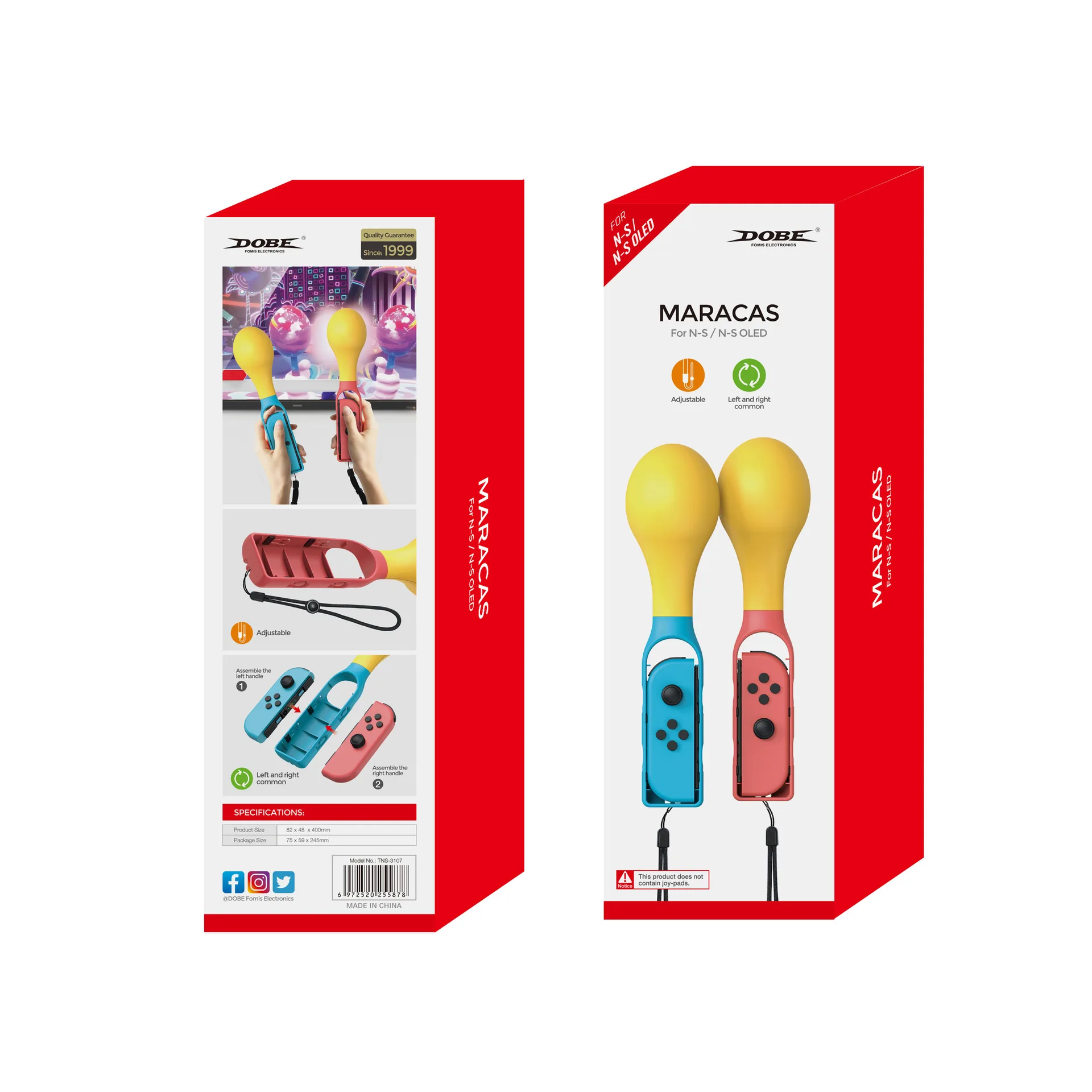 Maracas for Switch Left and Right Small Controller Somatosensory Game Handle for Switch OLED Controller Hammer Game Grip 1 Set